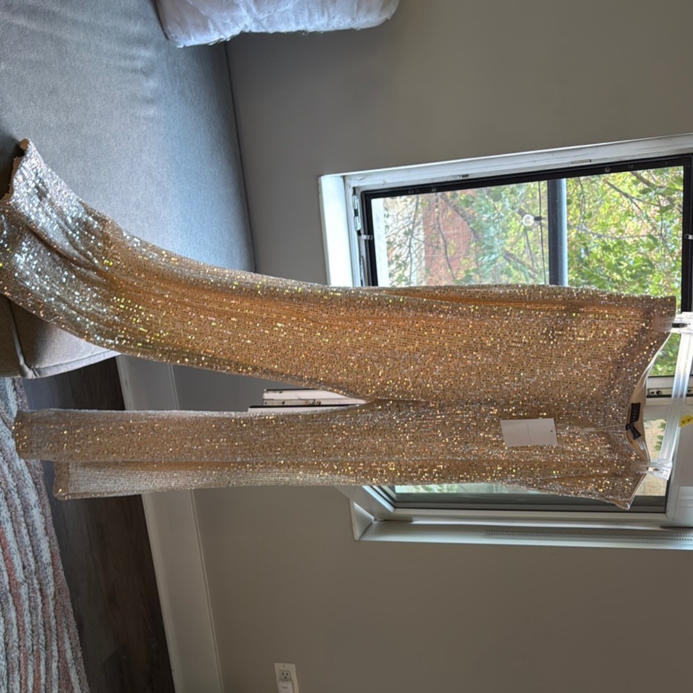 Endless Rose Gold Sequin Flare pants size XL